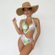 New one-piece swimsuit printed hot stamping sexy hollow tight bikini swimsuit for women