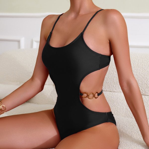 New one-piece swimsuit solid color sexy tight fitting women\'s swimsuit