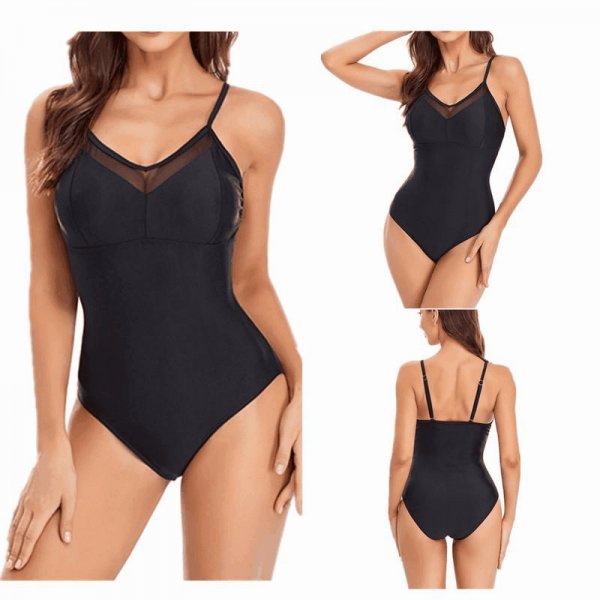New one-piece swimsuit women\'s solid color conservative tight fitting swimsuit