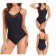 New one-piece swimsuit women's solid color conservative tight fitting swimsuit
