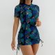 2025 new swimsuit women's printed short sleeved women's sports suit
