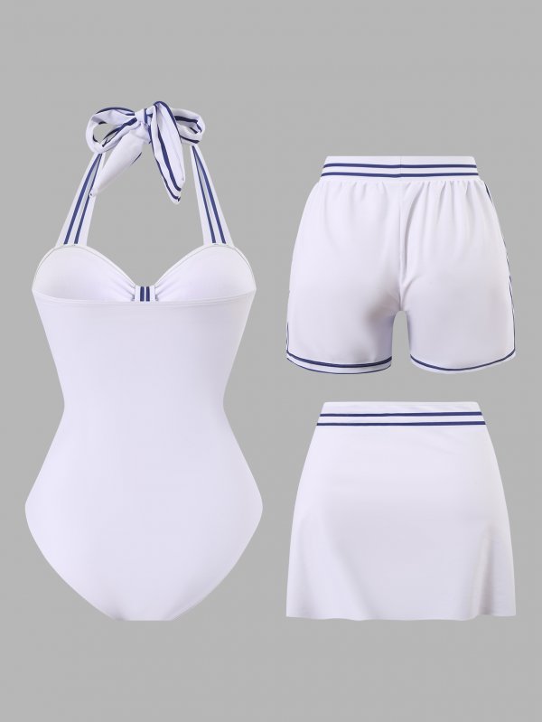 2026 popular retro solid color three piece swimsuit bikini sports swimsuit beach party swimsuit