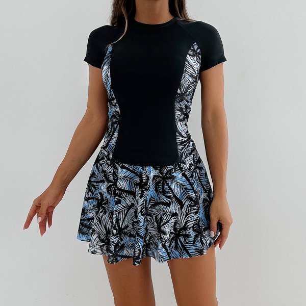 New swimsuit women's skirt style printed Tankini swimsuit set