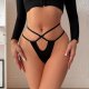 Black Crisscross Thong with Heart Hardware: Quick-Dry Breathable Teen Underwear