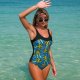 2026 new one-piece swimsuit printed patchwork vest style swimsuit for women