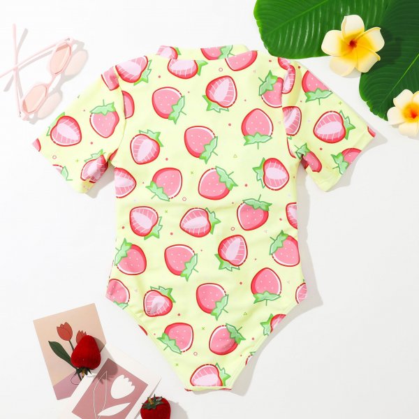 Children's swimsuit, women's printed cute one-piece sunscreen surfing suit 130-160