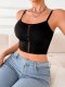 Black Ribbed Lace-Up Cami Bralette (Full Cup, Luxe Style)