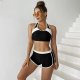 New women's split solid color sports patchwork swimsuit