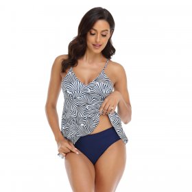 New split women's swimsuit with sexy printed ruffle edge, popular women's swimsuit