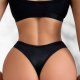 Black Low-Rise Thong with Ring Cutout Straps: Lifting & Breathable Teen Underwear