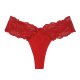 Women's thong sexy perspective mid waist hollow lace underwear thin and transparent