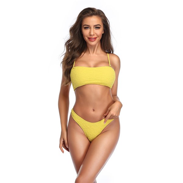 New strapless solid color bikini bikini sexy chest hugging swimsuit
