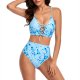New swimsuit women's V-neck tie dye printed sexy high waist split bikini