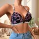 Glitter-Accented Floral Lace Halter Bralette
