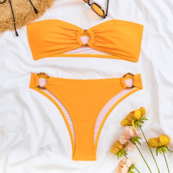 New Split Swimsuit Sexy Solid Color Adult Bikini Set Swimsuit Female