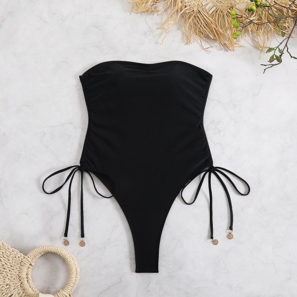 Women's new sexy conservative triangle one-piece strapless swimsuit