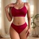 Wine Red Sporty Bralette Set with Snowflake Print: Seamless Comfort Teen Lingerie