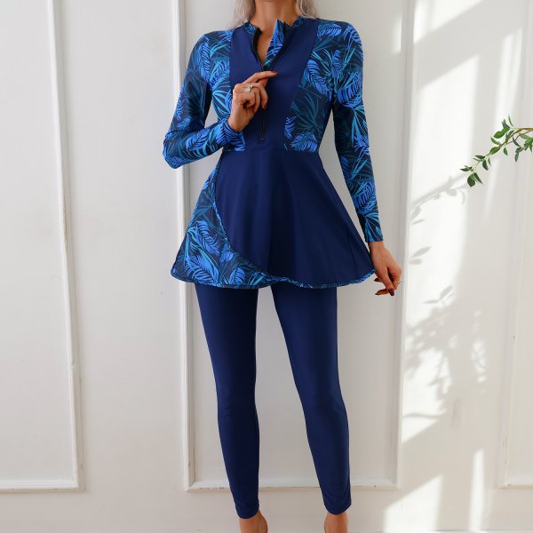 New Muslim swimsuit for women, conservative swimsuit, printed beach swimsuit, Burkini surfing suit