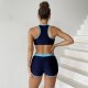 New women's split solid color sports patchwork swimsuit