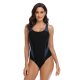New competitive women's tight fitting color blocking conservative one-piece swimsuit