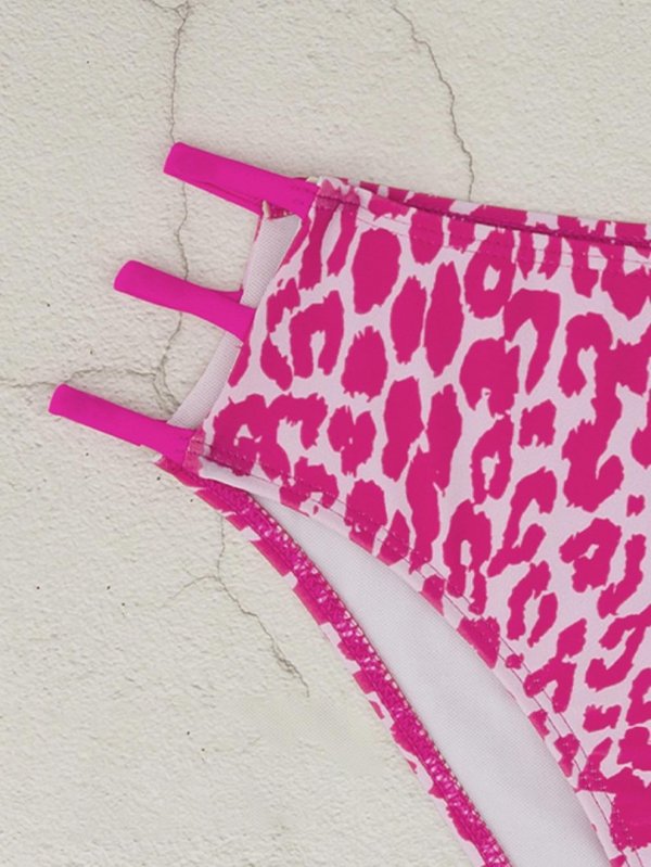 2026 new split swimsuit leopard print minimalist bikini with chest cushion women's sexy beach swimsuit women