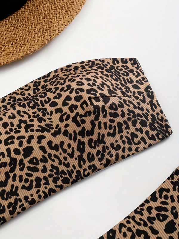 2026 popular leopard print strapless bikini sexy back resort hot spring beach split swimsuit