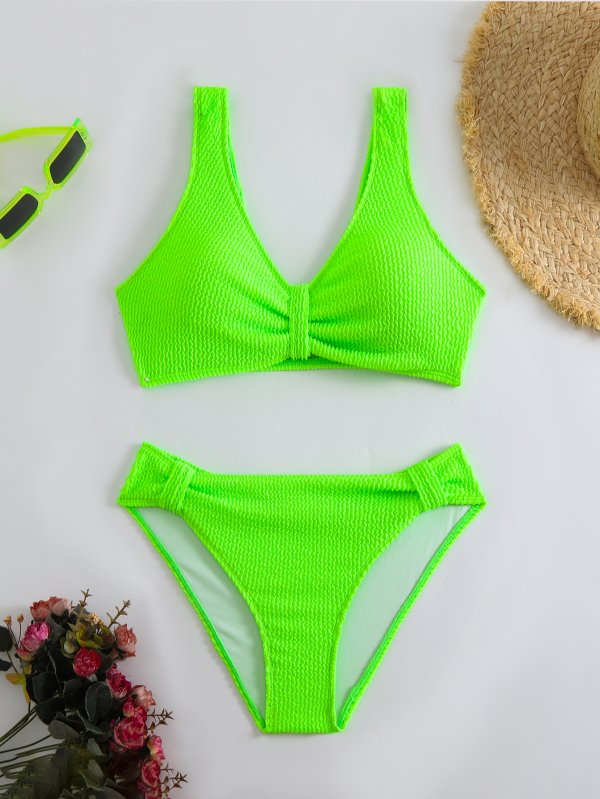 New Split Swimsuit Women's Solid Color Sexy Bikini Set