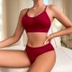 Wine Red Sporty Bralette Set with Snowflake Print: Seamless Comfort Teen Lingerie