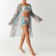 Swimsuit Long Sleeve Hoodie Split Three Piece Printed Sexy Swimsuit Women's Bikini