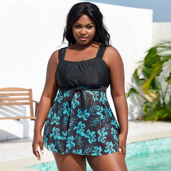 New split swimsuit printed skirt style Tankini plus size swimsuit for women