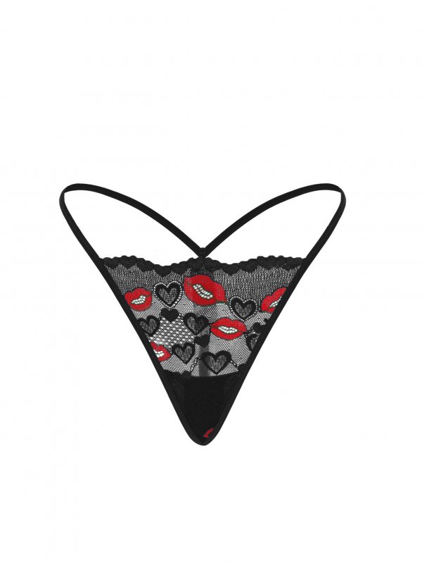 New sexy lace underwear with big red lip print thong and sexy women's T-pants