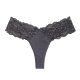 Women's thong sexy perspective mid waist hollow lace underwear thin and transparent