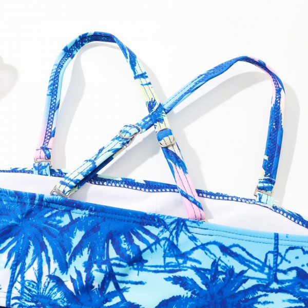 New children's swimsuit split print floral three piece shorts bikini