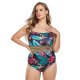 New swimsuit printed strapless conservative plus fat plus oversized one-piece swimsuit for women