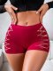 High-Waisted Red Cutout Boyshort: Seamless Lifting Women’s Underwear