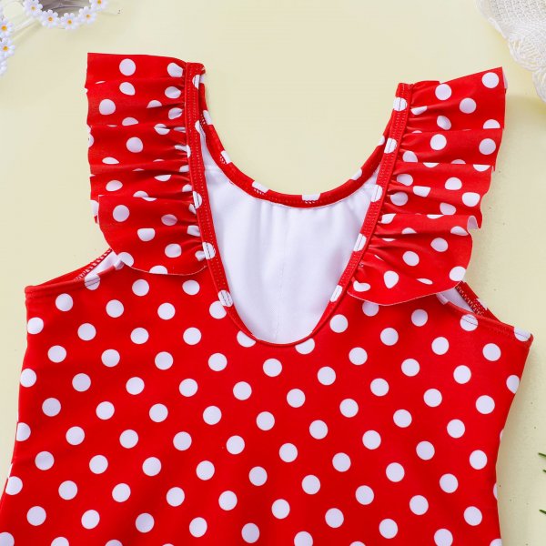 New girls' swimsuit with ruffled edges and polka dots for children