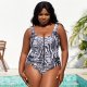 New one-piece swimsuit printed conservative tight fit plus size swimsuit for women
