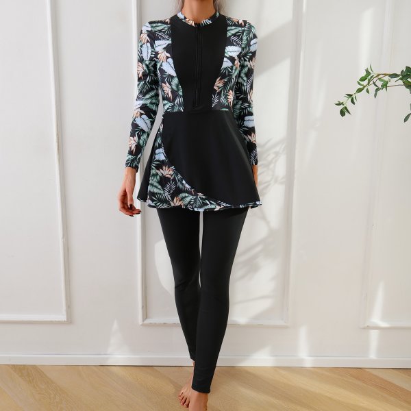 New Muslim swimsuit for women, conservative swimsuit, printed beach swimsuit, Burkini surfing suit