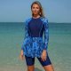 New Long Sleeve Sunscreen Split Large Size Conservative Skirt Style Skin Covering and Slimming Sports Women's Swimsuit