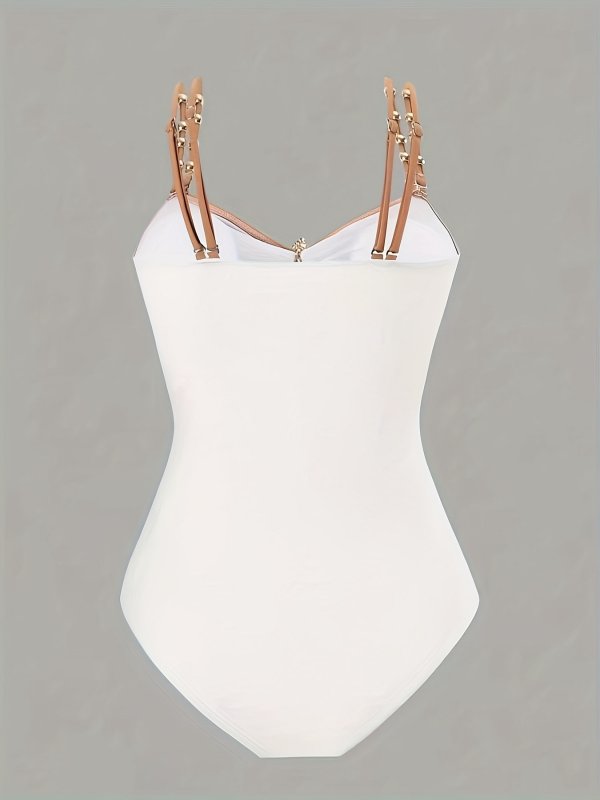 2026 popular starfish contrasting splicing one-piece swimsuit with backless hollow out women's swimsuit