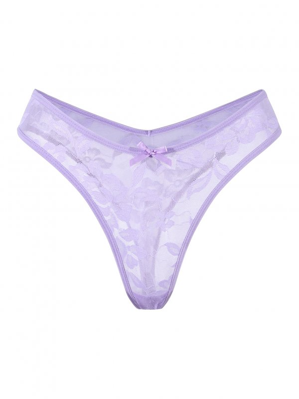 Sexy lace seducing low waisted bow tie t-shirt thong panties for women