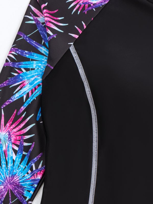 New split swimsuit women's printed two-piece long sleeved swimsuit set