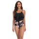 New women's swimsuit double-layer lotus leaf high waist split swimsuit bikin