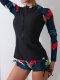 New swimsuit women's long sleeved split sports print swimsuit surfing suit set