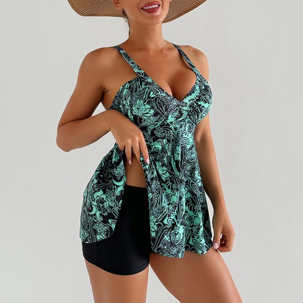 New swimsuit women's skirt style printed Tankini set