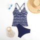 New bikini sexy printed striped swimsuit women's split swimsuit