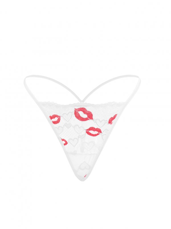 New sexy lace underwear with big red lip print thong and sexy women's T-pants