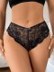 Black Floral Lace Low-Rise Thong with Red Gem Back Detail: Breathable Multi-Color Teen Underwear