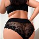 Black Plus-Size Boyshort with Lace Back: Breathable Women's Underwear
