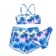 New children's swimsuit split print floral three piece shorts bikini